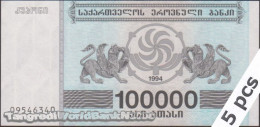 DWN - GEORGIA P.48Ab - 100000 100.000 Kuponi 1994 UNC - Various Prefixes - DEALERS LOT X 5 - Georgië