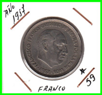 ESPAÑA  ( EUROPA ) -  MONEDA DE 50 Ptas. FRANCO (  NIKEL  ). DEL AÑO 1957 * 59 *  ( CIRCULADA ) - 50 Pesetas