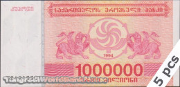 DWN - GEORGIA P.52 - 1000000 1.000.000 Kuponi 1994 UNC - Various Prefixes - DEALERS LOT X 5 - Georgien