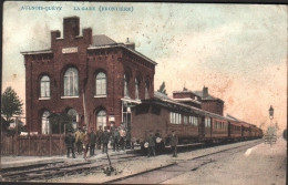 QUEVY AULNOIS -  Frontière - La GARE Avec Train Et Cheminots - Quevy