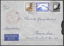 12. SUDAMERIKAFAHRT 1935 LZ 127 (GRAF ZEPPELIN) Luftpost Brief Europa-Südamerika + Anschluss  MiFr. Nr 475 B, BSt  "Se" - Zeppeline