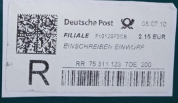 2010 Einschreibebeleg Gestempelt (DNH) - R- & V- Labels