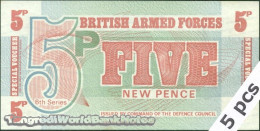 DWN - GREAT BRITAIN (Briish Armed Forces) P.M47 - 5 New Pence ND (1972) AU/UNC - Various Prefixes - DEALERS LOT X 5 - British Armed Forces & Special Vouchers