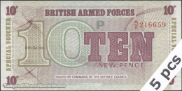 DWN - GREAT BRITAIN (Briish Armed Forces) P.M48 - 10 New Pence ND (1972) UNC - Various Prefixes - DEALERS LOT X 5 - British Troepen & Speciale Documenten