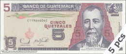 DWN - GUATEMALA P.106b - 5 Quetzales 2006 UNC - Various Prefixes - DEALERS LOT X 5 - Guatemala