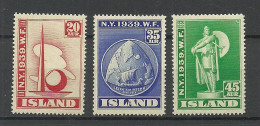 ISLAND 1939 Michel 204 - 206 Weltausstellung Wikings MNH - Neufs
