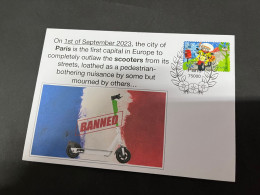 3-9-2023 (4 T 7) Paris Total Ban Of Use Of Rental Scooters As Mode Of Transportation Into Effect 1st September 2023 - Otros (Tierra)