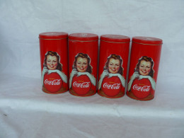 Beautiful Vintage Set Of Four Coca Cola Metal Tin Boxes #1539 - Andere & Zonder Classificatie