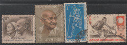 1969 USED STAMP FROM INDIA ON  BIRTH CENTENARY OF MAHATMA GANDHI/WITH WIFE,DANDI MARCH,CHARKHA,SUN LOTUS - Usati