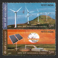 India 2007 Wind Renewable Energy, Solar Renewable Energy ,Rs5 2 Stamps Used (**) Inde Indien - Usados