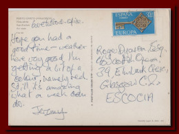 1969 Espana Spain Tarjeta De Porto Cristo A Mallorca Dirigida A Escocia 2scans Postcard - Other & Unclassified