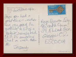 1969 Espana Spain Tarjeta De Porto Cristo A Mallorca Dirigida A Escocia 2scans Postcard - Otros & Sin Clasificación