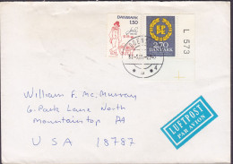Denmark LUFTPOST Label Brotype ODENSE C. (Sn.4) 1984 Cover Brief MOUNTAINTOP Pennsylvania United States (Cz. Slania) - Briefe U. Dokumente