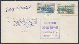 FDC CUBA 1958. ENTREGA ESPECIAL. EDIFIL 735/36. - FDC