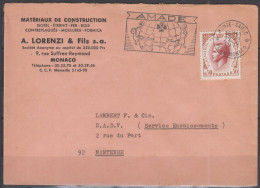 MONACO  Rainier III  50c  SEUL  Sur Lettre Pub  " Matériaux De Construction "  Le 22 3 1971 Pour 92 NANTERRE - Cartas & Documentos