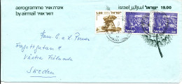 Israel Aerogramme Sent To Sweden 8-11-1986 - Airmail