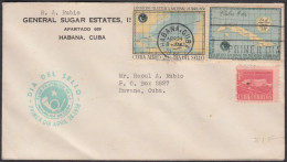 FDC CUBA 1958. DÍA DEL SELLO. EDIFIL 742/43. MAPS. - FDC