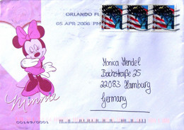 USA - 2005 - 1st Class (3x) - Liberty & Flag - On Envelope From Disney/Minnie - Brieven En Documenten