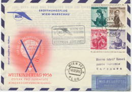 ÖSTERREICH 1958 AUA Erstflug „WIEN – WARSCHAU“ Ballonpostumschlag Für Die 16. Ballonpost Linz Mit Eindruck 25 G B - First Flight Covers