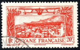 Guyane Obl. N° PA 18 - Avion, Survolant Cayenne, 20f Rouge - Oblitérés