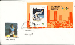 Cuba FDC 31-1-1983 Olympic Games Los Angeles Souvenir Sheet With Cachet - FDC