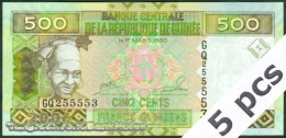 DWN - GUINEA P.39a - 500 Francs 2006 UNC - Various Prefixes - DEALERS LOT X 5 - Guinea