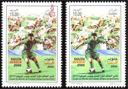 ALGERIE ALGERIA - 2v - MNH - Variety - Error ALGERIE Without And With "I" - FIFA World Cup 2010 - Variété - Errore - Fehldrucke