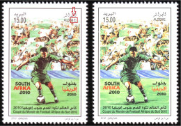 ALGERIE ALGERIA - 2v - MNH - Variety - Error ALGERIE Without And With "I" - FIFA World Cup 2010 - Variété - Errore - Oddities On Stamps