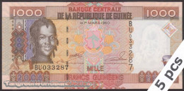DWN - GUINEA P.40 - 1000 1.000 Francs 2006 UNC - Various Prefixes - DEALERS LOT X 5 - Guinée
