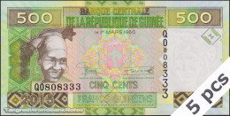 DWN - GUINEA P.47a - 500 Francs 2015 UNC - Various Prefixes - DEALERS LOT X 5 - Guinée