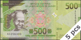 DWN - GUINEA P.52 - 500 Francs 2018 UNC - Various Prefixes - DEALERS LOT X 5 - Guinee