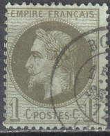 France 1862 Napoleon III - Mi.24- 1c - Used - Oblitéré - 1863-1870 Napoléon III Lauré