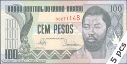 DWN - GUINEA-BISSAU P.11 - 100 Pesos 1990 UNC - Various Prefixes - DEALERS LOT X 5 - Guinea-Bissau