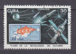 1987 Cuba 3141 Used Sputnik 1 / Orbital Station - Amérique Du Nord