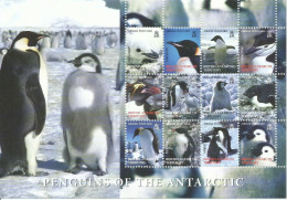 TERRITORIO ANTARTICO,  TEMA  PINGUINOS   EN HOJA BLOQUE  MNH  ** - Pingouins & Manchots