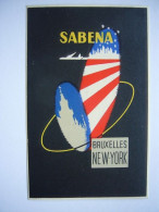 Avion / Airplane / SABENA  / Bruxelles - New York / Size : 7X11cm - Étiquettes à Bagages
