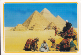 Egypt Egypte PPC Giza The Pyramids Dromedar & Riders PEN Cancelled 1996 TKVERNELAND Norway Tuthankamon Head (2 Scans) - Gizeh