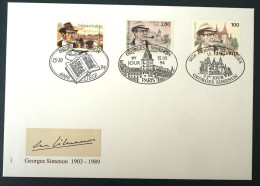 1994 France Georges Simenon Suisse Belgique France FDC Cachet Spécial Sonderstempel - Collections (sans Albums)