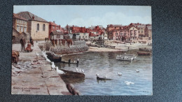 SEAGULLS IN THE HARBOUR ST IVES OLD COLOUR ART POSTCARD ARTIST SIGNED A. R. QUINTON ARQ SALMON NO 3697 - Quinton, AR