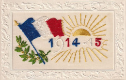 Brodée Patriotique Guerre 1914 - 15 Drapeau  . Embroidered Silk WWI French Flag - Bordados