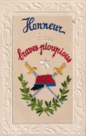Brodée Patriotique Guerre 14 Honneur Braves Pioupious Sabre Kepi Escrime  . Embroidered Silk WWI - Bordados