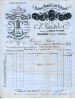 FACTURE.06.VALLAURIS.MATIERES PREMIERES POUR PARFUMEURS.CH.VIMARD & Cie.PARFUMERIE SAINT HONORAT.USINE A VAPEUR. - Droguerie & Parfumerie