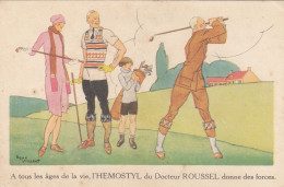 GOLF : Joueurs De Golf - Illustrateur R.VINCENT - Publicité Pour L' 'Hémostil" Du Docteur Roussel - Golf