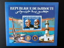 Djibouti 1987 Mi. Bl. 137 Lutte Contre Lèpre Lepra Follereau Hansen Rotary International Lions Club Sailing Lighthouse - Djibouti (1977-...)