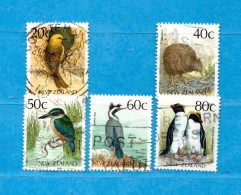 (Us8) NUOVA ZELANDA  °- 1988 - OISEAUX.  Yvert. 1012-1014-1015-1016-1017. Used. - Gebraucht