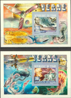 Tchad 2014, J. Verne, Fishes, Satellite, Ship, 2BF IMPERFORATED - Tchad (1960-...)