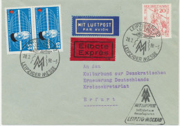 DDR 1958 Leipziger Frühjahrs-Messe Deutsche Lufthansa Ost Messe-Erstflug „LEIPZIG – ERFURT“ Als Eilbote-/Express-Lupo-Bf - Covers & Documents