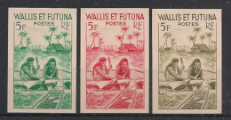 WALLIS ET FUTUNA - 1957-61 - N°Yv. 157A - Tapa 5f - 3 Essais Non Dentelé / Imperf. Essays - Neuf Luxe ** / MNH - Unused Stamps