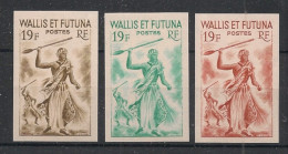 WALLIS ET FUTUNA - 1957-61 - N°Yv. 158B - Sagaie 19f - 3 Essais Non Dentelé / Imperf. Essays - Neuf Luxe ** / MNH - Ongebruikt