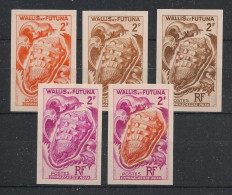 WALLIS ET FUTUNA - 1962-63 - N°Yv. 164 - Coquillage - 5 Essais Non Dentelé / Imperf. Essays - Neuf Luxe ** / MNH - Unused Stamps